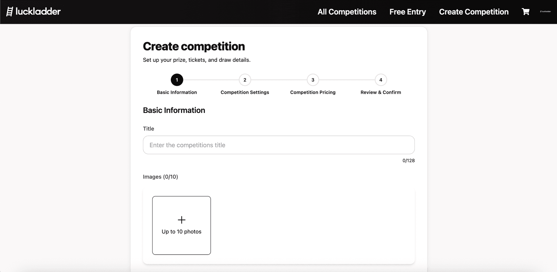 Empty Basic Information form with title field and photo upload highlighted