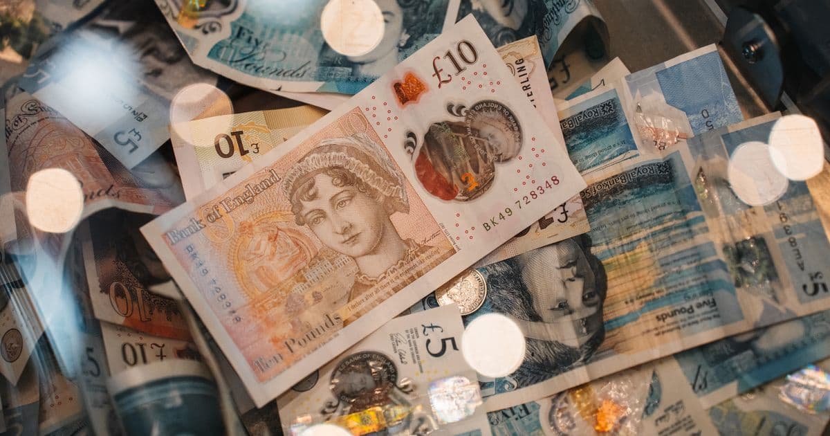 British pound banknotes representing UK tax on competition prize winnings